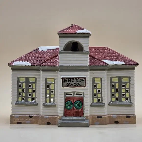 Department 56 Original Snow Village Jefferson School + Light Cord 5082-2 Retired - Picture 2 of 16